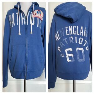 JUNK FOOD New England Patriots Retro Vintage Style Zip Up Hoodie Sweatshirt S